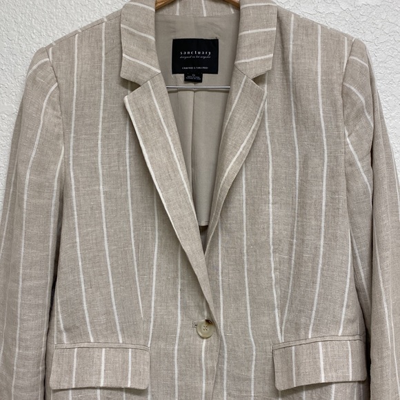 Sanctuary Striped Linen Blazer Medium - Picture 3 of 10
